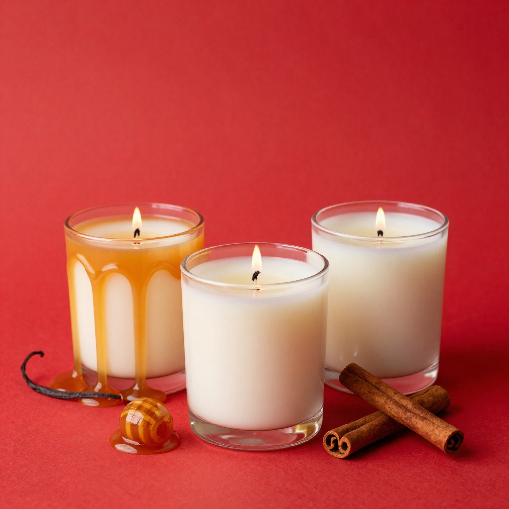 Lavender candle with botanical details