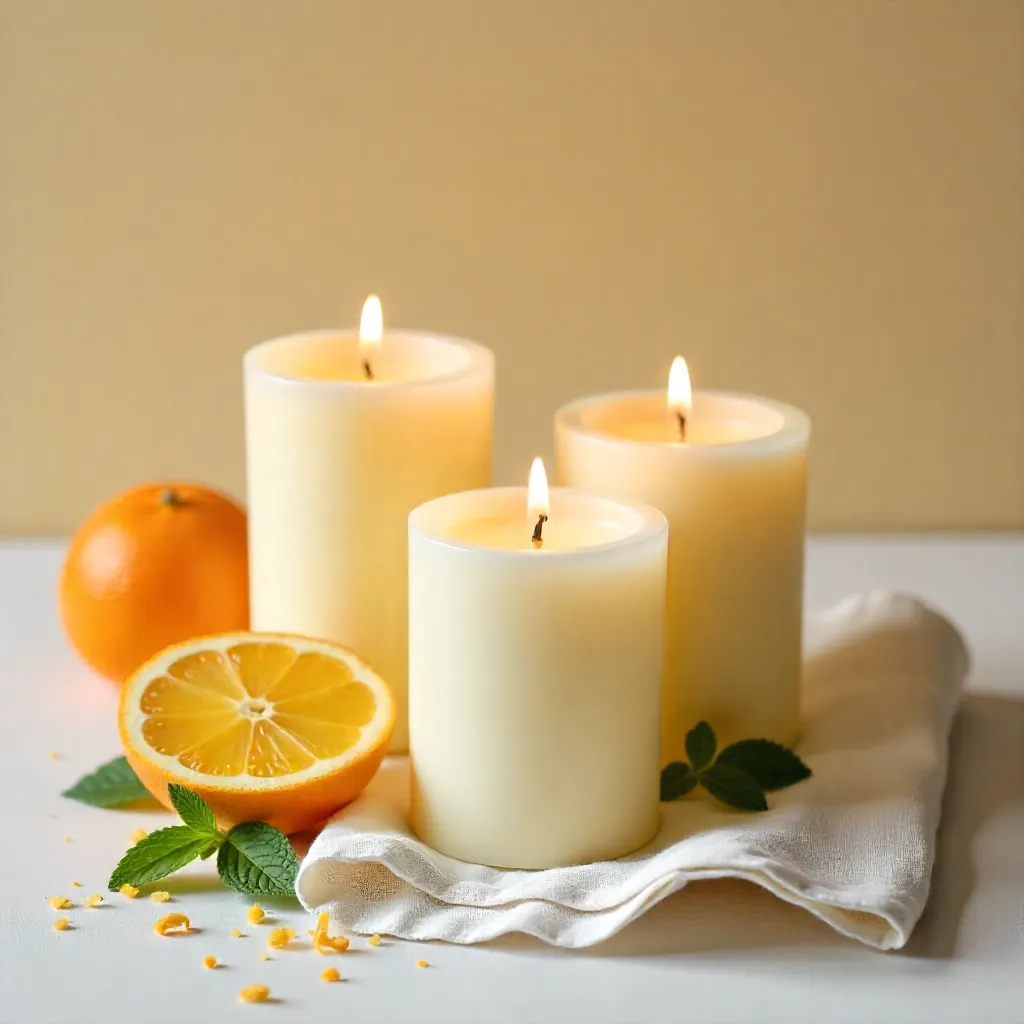 Cozy workspace with candles